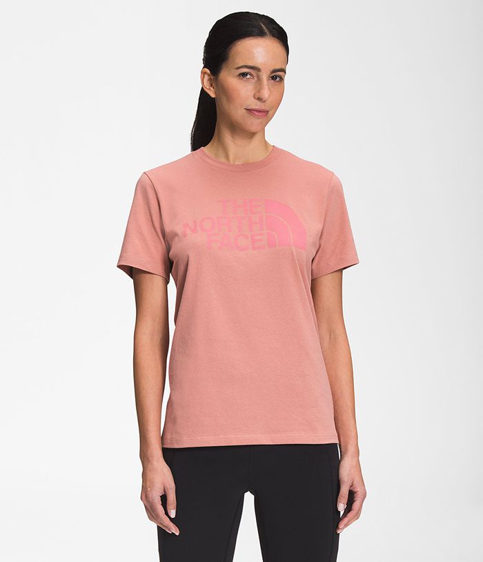 The North Face Womens T-Shirts Short Sleeve Half Dome Cotton 215WIFPXK - Rose